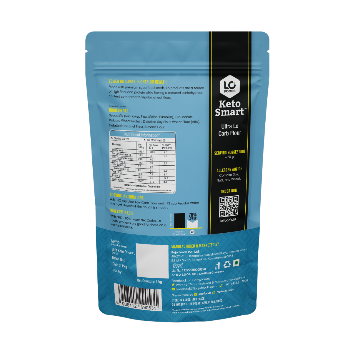 Lo! Foods Ultra Low Carb Keto Atta (High Protein)