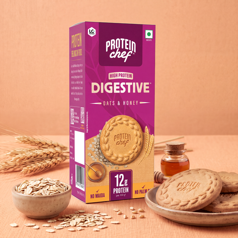 Protein Chef High Protein Oats & Honey Digestive Cookies, No Maida No Palm Oil 100g