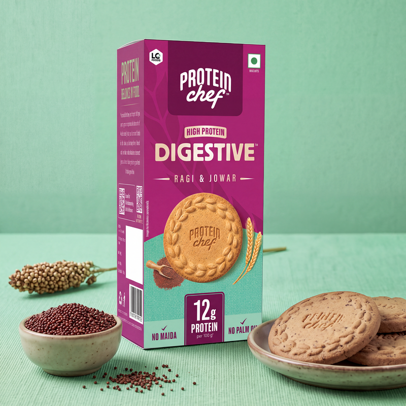 Protein Chef High Protein Ragi Digestive Cookies, No Maida, No Palm Oil, 100g