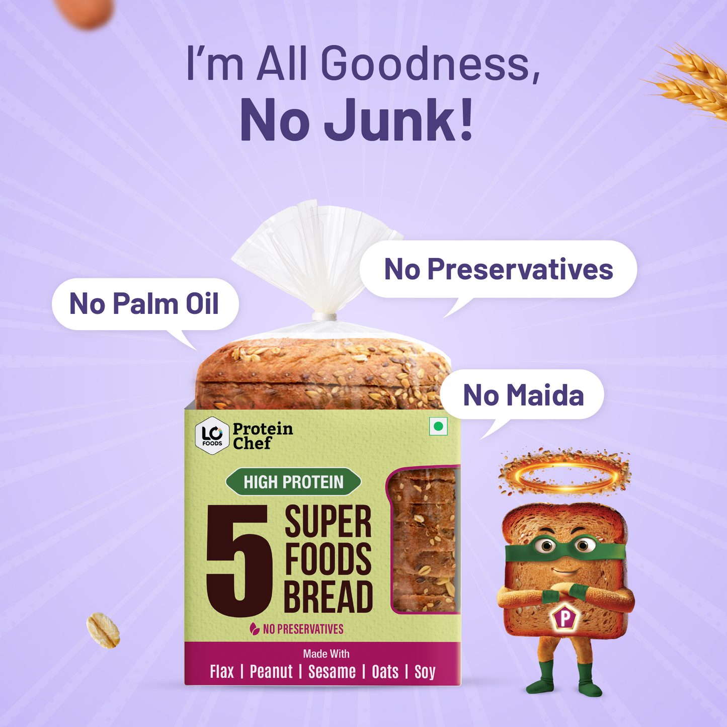 Protein Chef 5 Super Foods Multigrain Protein Brown Bread (Zero Maida)