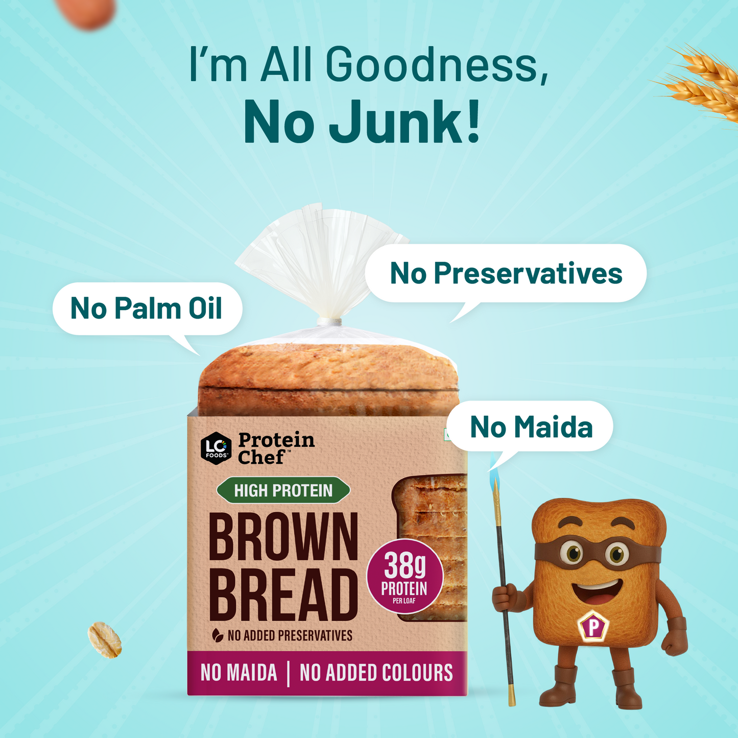 Protein Chef 38g Protein Brown Bread, No Maida