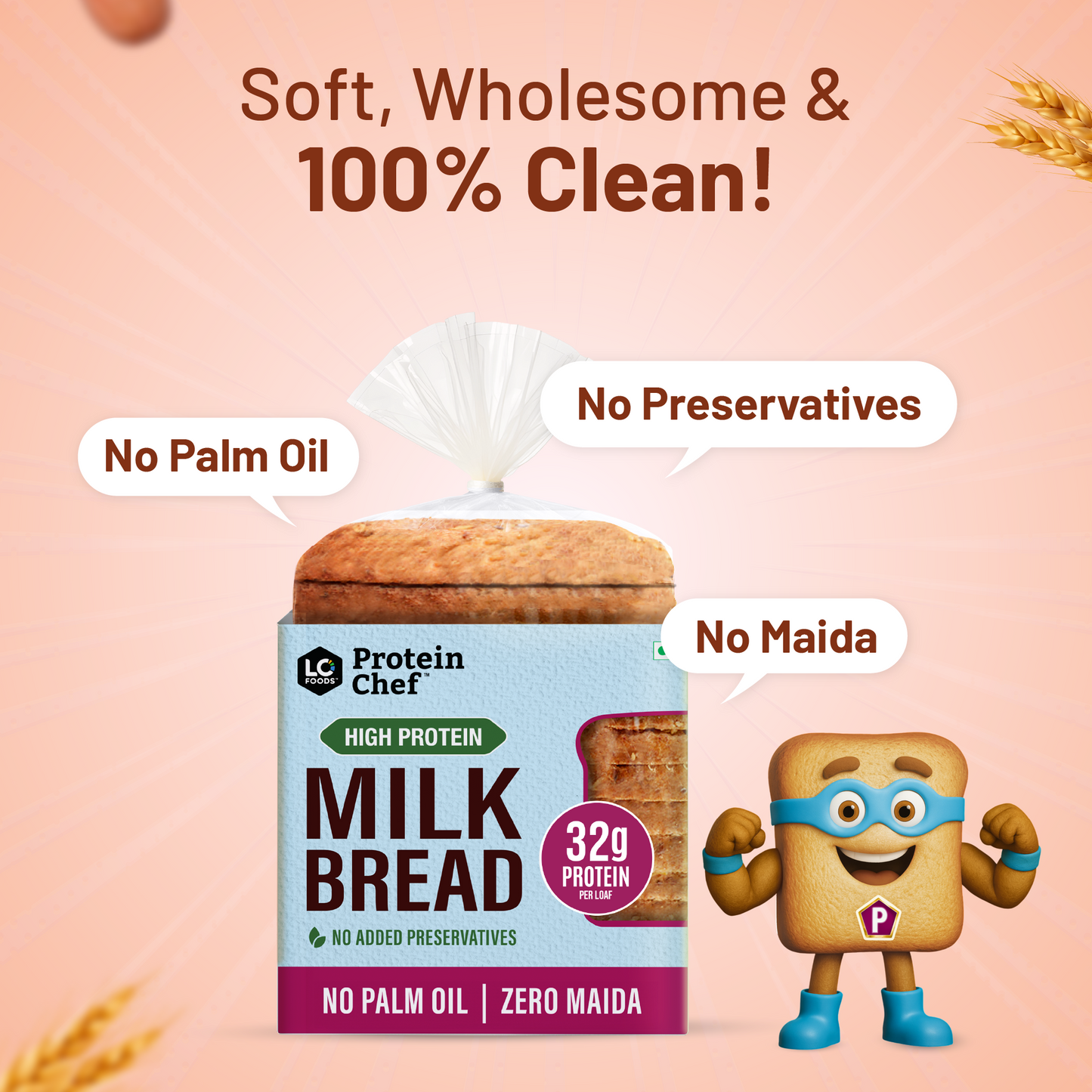 Protein Chef 32g Protein Milk Bread, No Maida