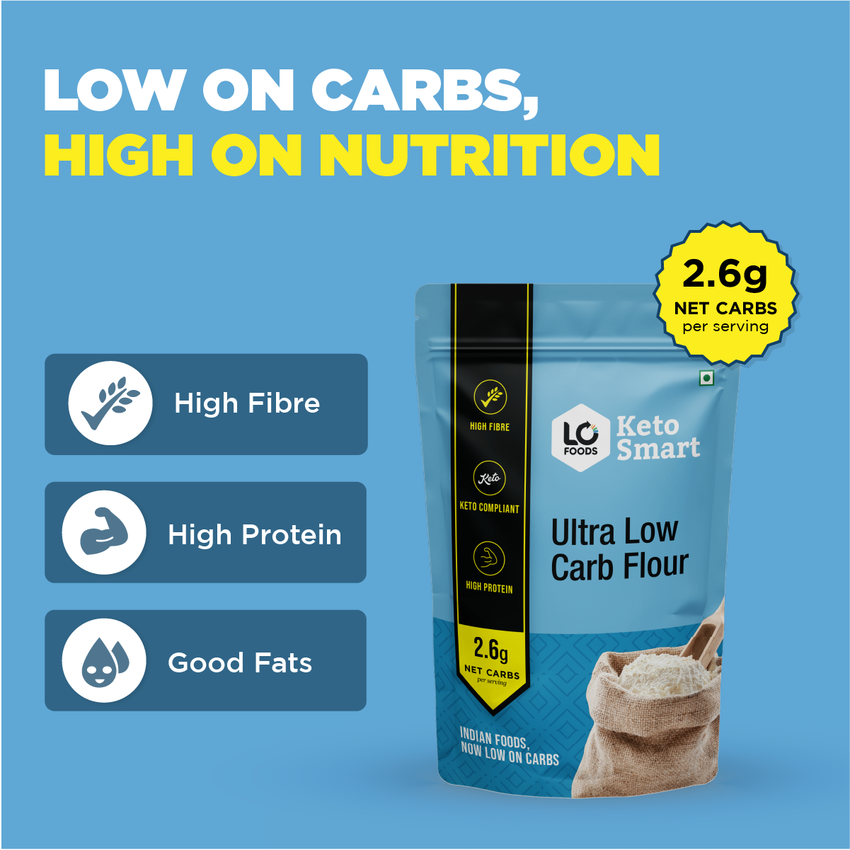 Lo! Foods Ultra Low Carb Keto Atta (High Protein)