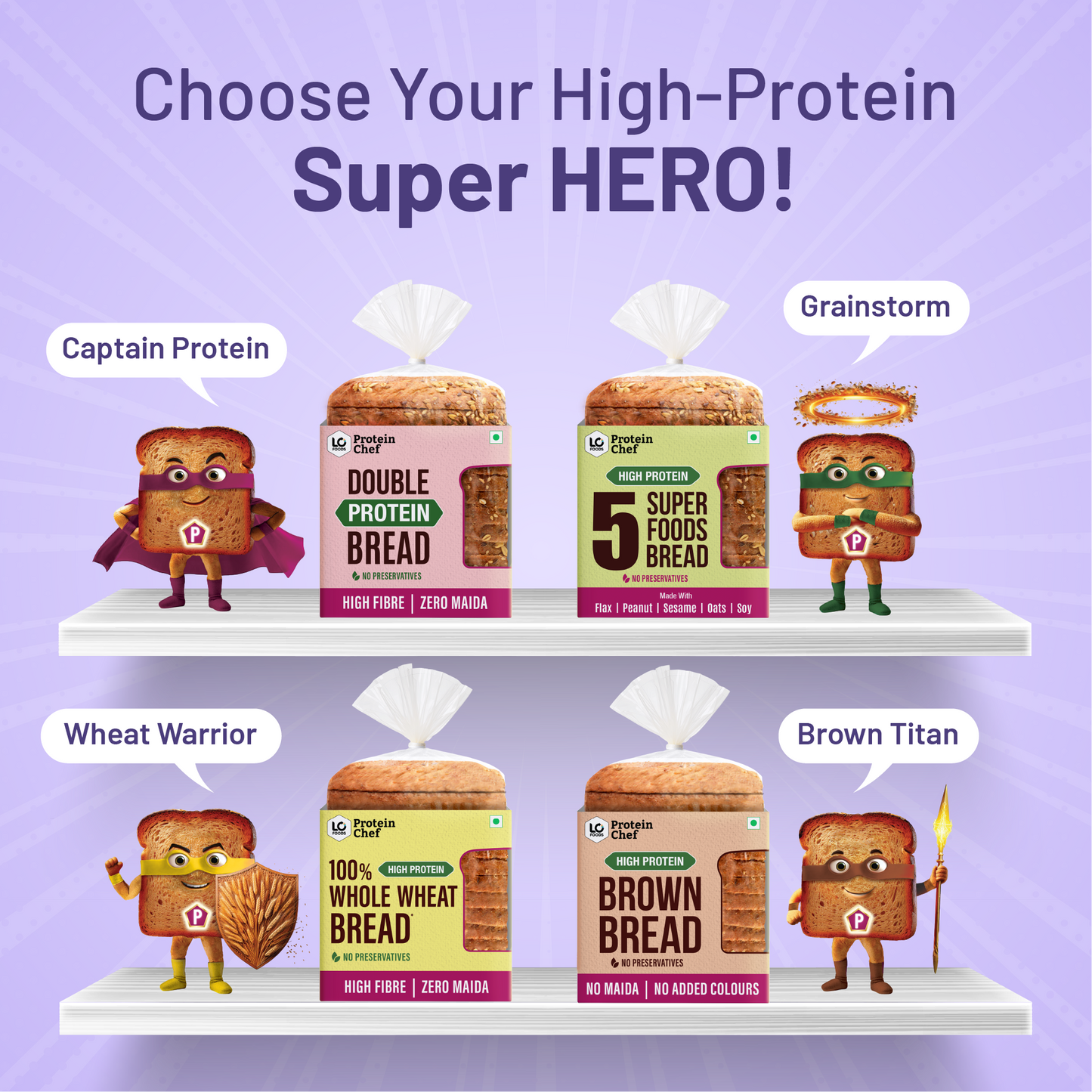 Protein Chef 5 Super Foods Multigrain Protein Brown Bread (Zero Maida)