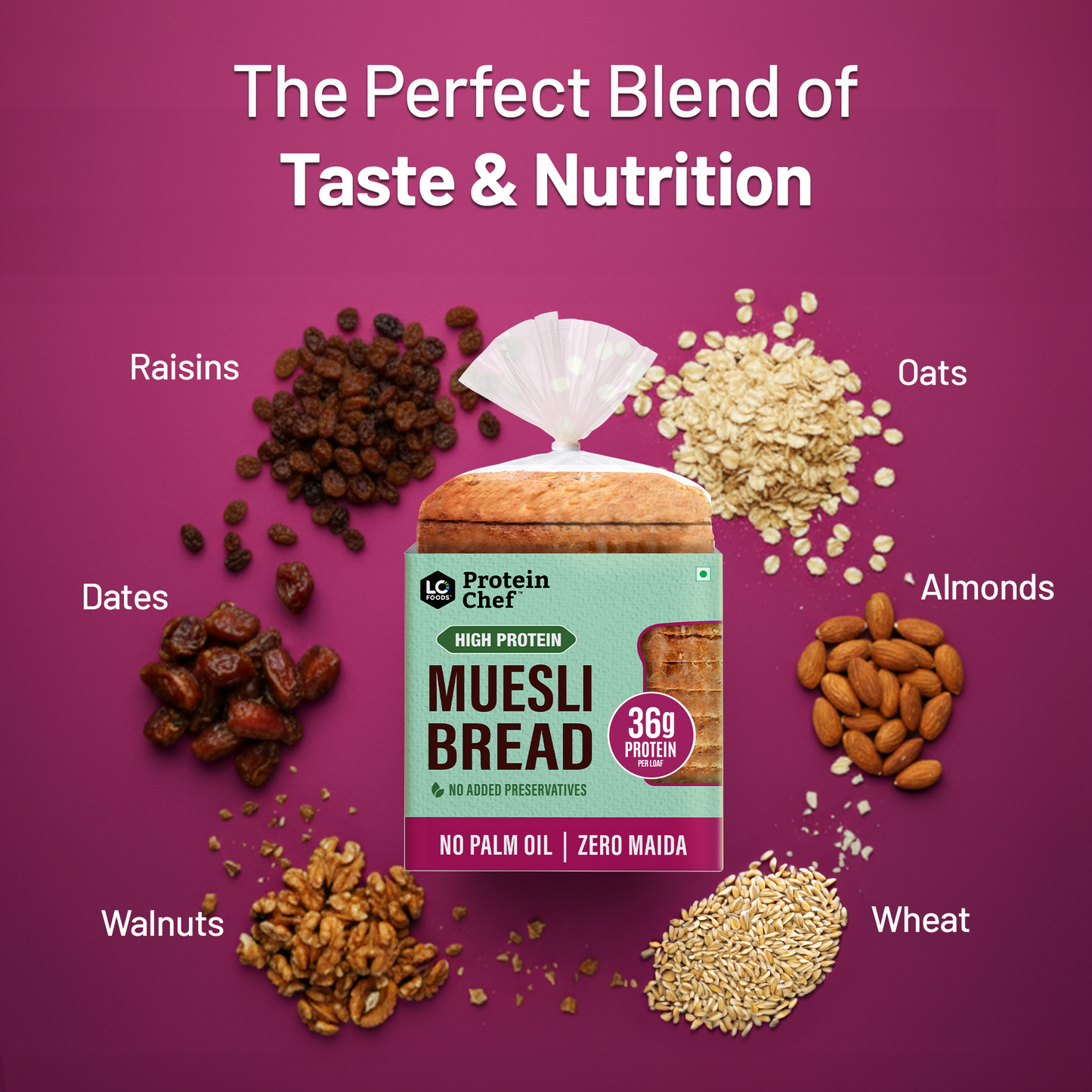 Protein Chef Muesli 36g Protein Bread, No Maida