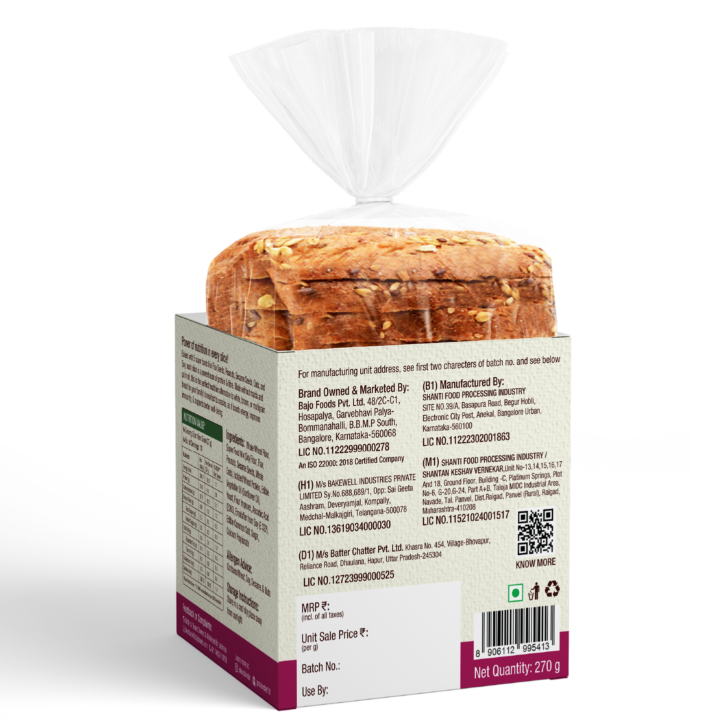 Protein Chef 5 Super Foods Multigrain Protein Brown Bread (Zero Maida)