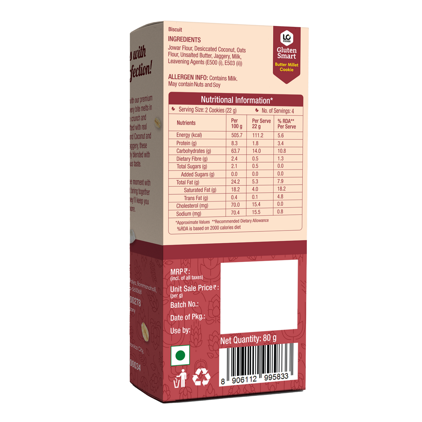 Gluten Free Butter Millet Cookies